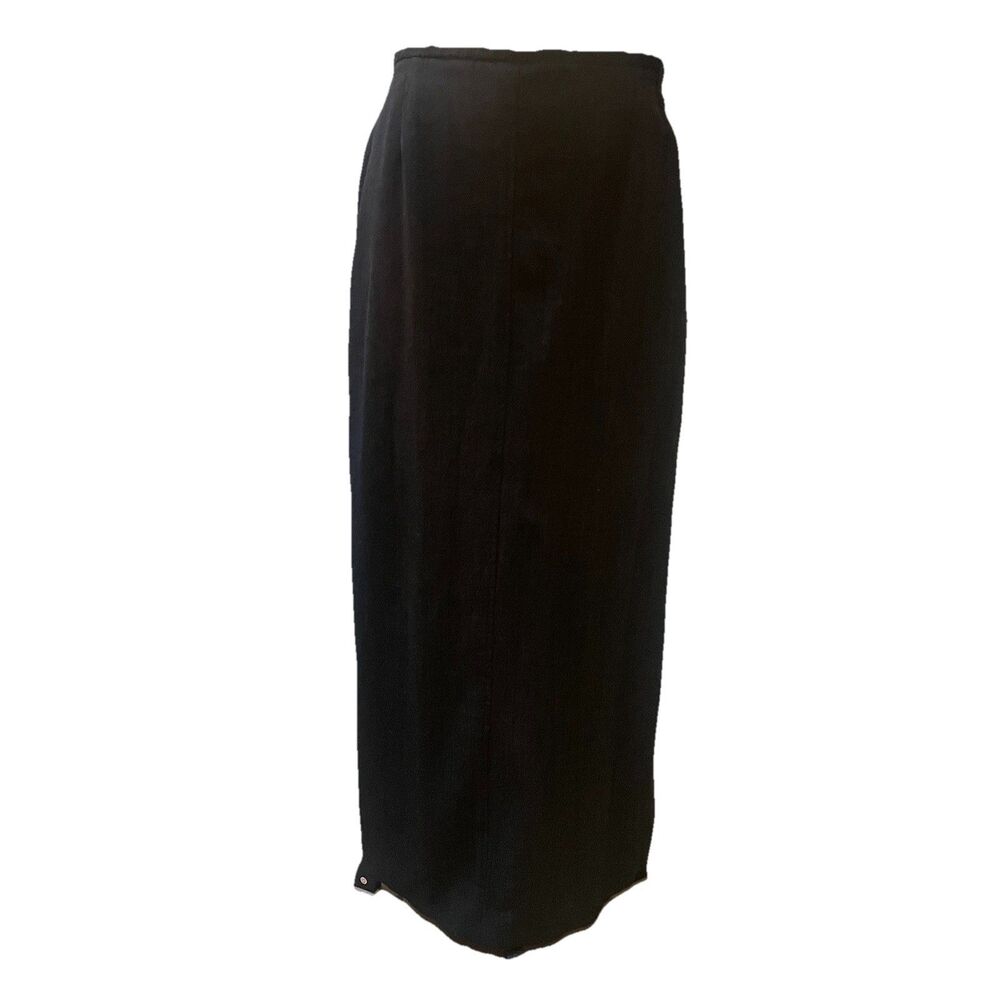 VTG Wool Maxi Skirt Sz 8 Dark Gray Lined Minimalist Clean Girl Corporate Goth